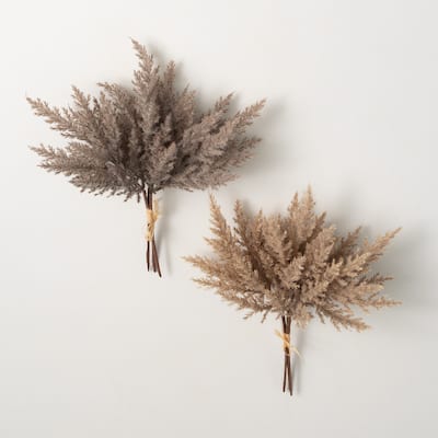 14"H Sullivans Pampas Grass Bush Bundles Set of 2, Brown - 9"L x 9"W x 14"H