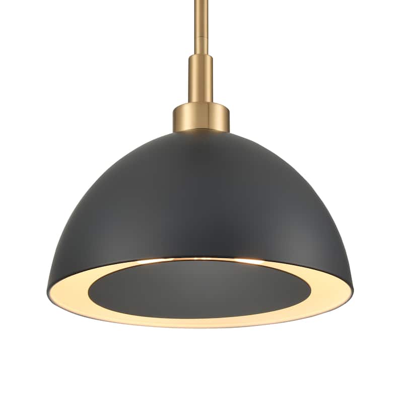 Elk Home Pelham Satin Brass Finish With Black Metal Shade Pendant