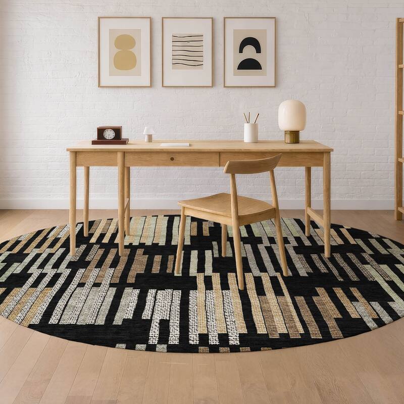 Machine Washable Indoor/ Outdoor Modern Pines Chantille Rug