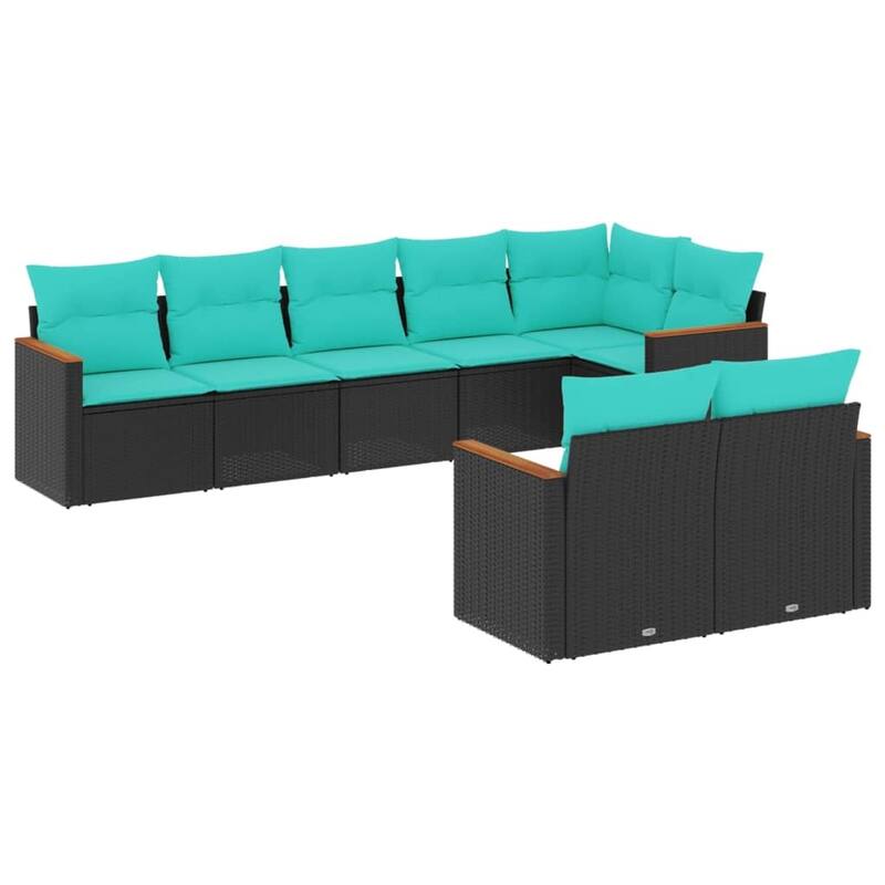 vidaXL 9 Piece Patio Sofa Set with Cushions Black Poly Rattan