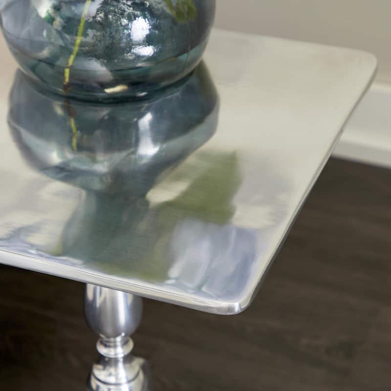 Aluminum Metal Side End Accent Table - Silver - Roche River Decor