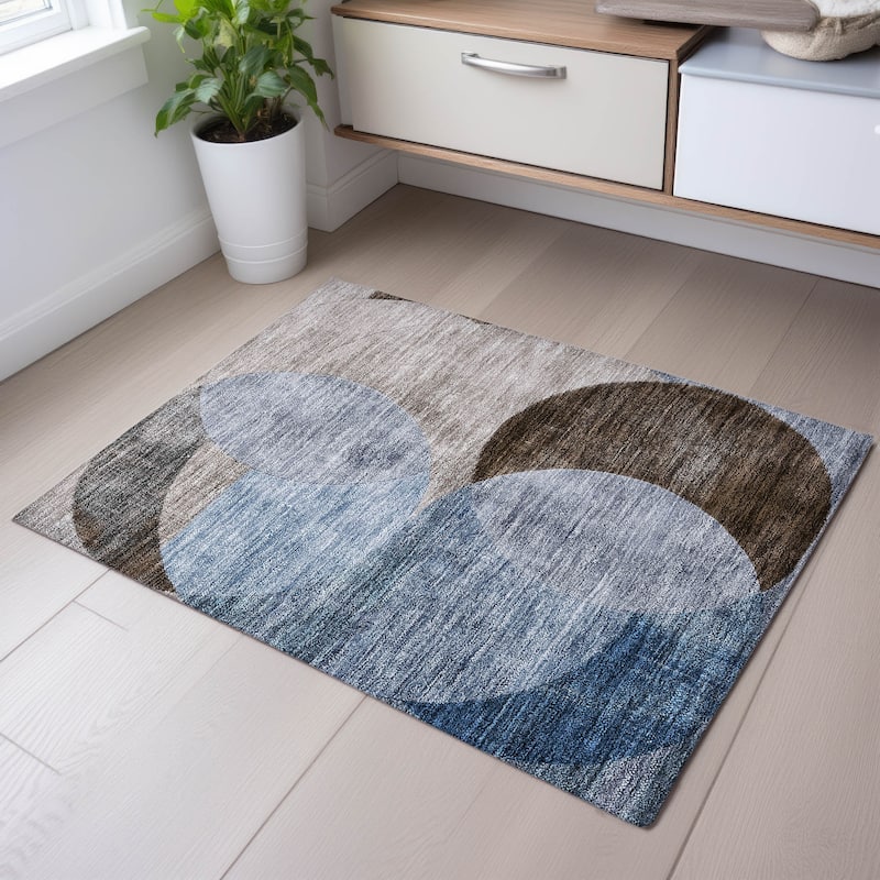 Premium Washable Super Soft Modern Geo Mayfield Rug - Denim - 1'8" x 2'6"