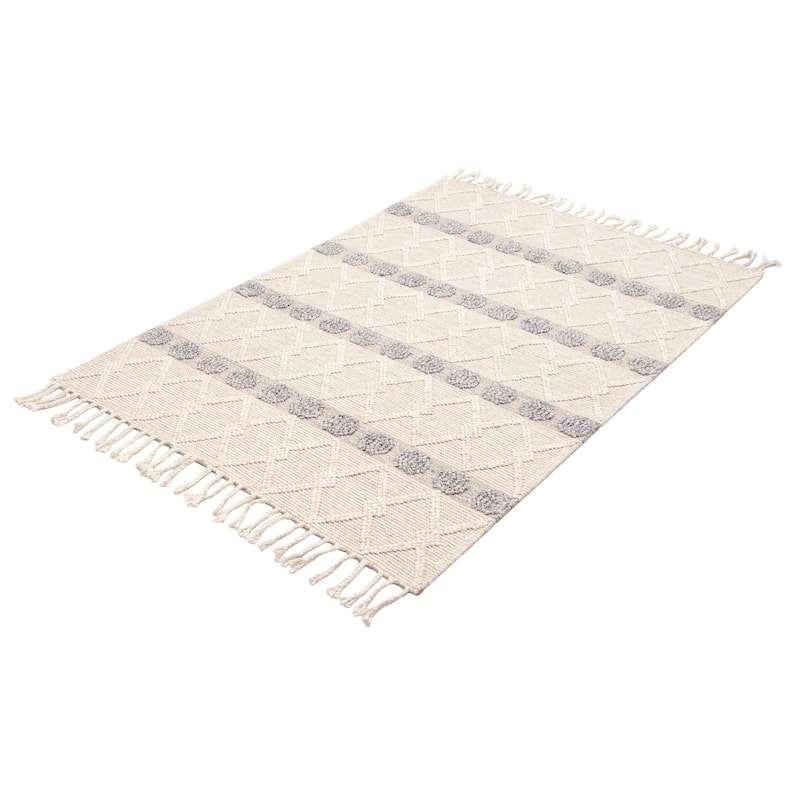 ECARPETGALLERY Braid weave Sienna Cream Wool Rug - 5'3 x 7'7