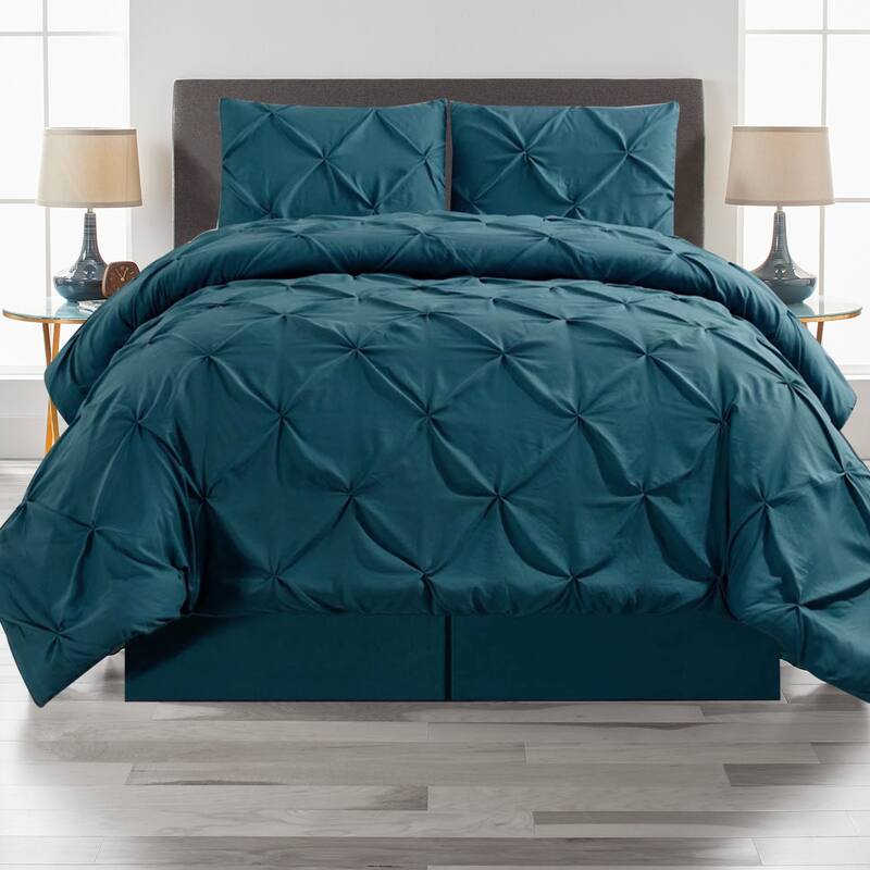 Shatex Pintuck Bedding Comforter Sets - Green - Twin