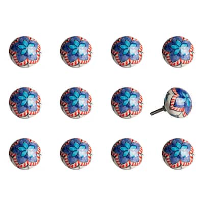 HomeRoots HomeRoots 1.5" x 1.5" x 1.5" Ceramic/Metal Multicolor 12 Pack Knob - 1.5" x 1.5" x 1.5"