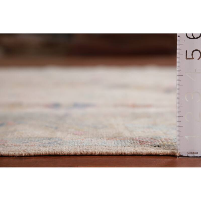 Hand Knotted Oriental 100% Wool Carpet Transitional All-Over Peach Oushak Area Rug - 8' 10'' X 6' 3''