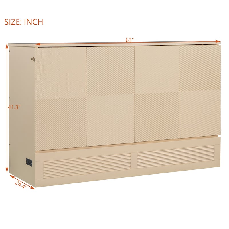 Modern Murphy Bed Wall Bed with Drawer, Sockets and USB Ports