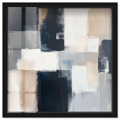 Blue and Tan Abstraction I Shadowbox by Art Remedy