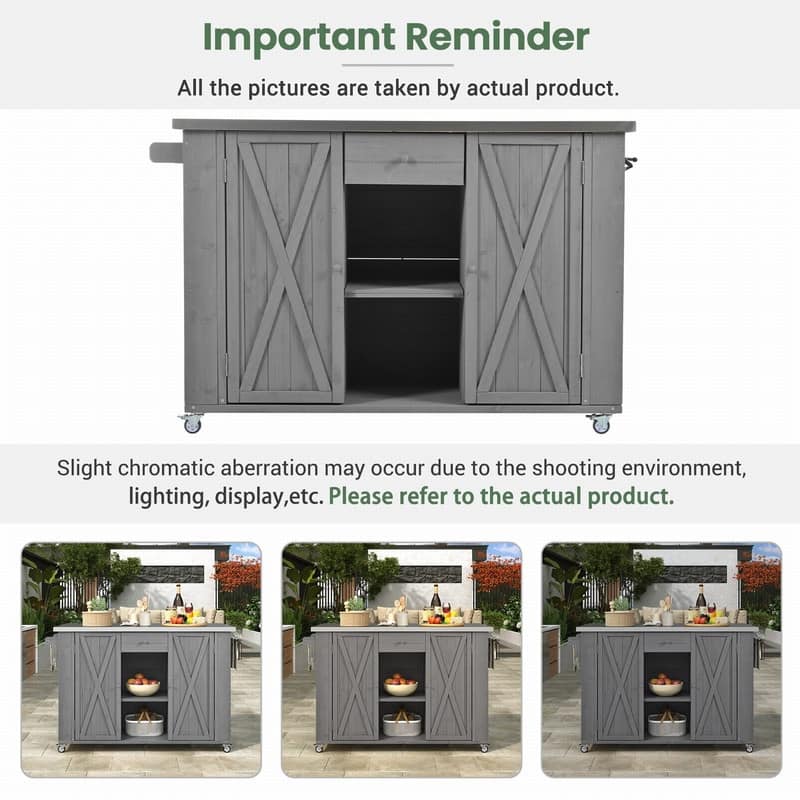 52.25" Outdoor Kitchen Island with Stainless Steel Top, Ample Storage Space, Towel and Spice Racks and a Bottle Opener