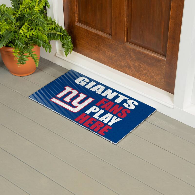 28 in. x 16 in. New York Giants "Fans Play Here" PVC Door Mat