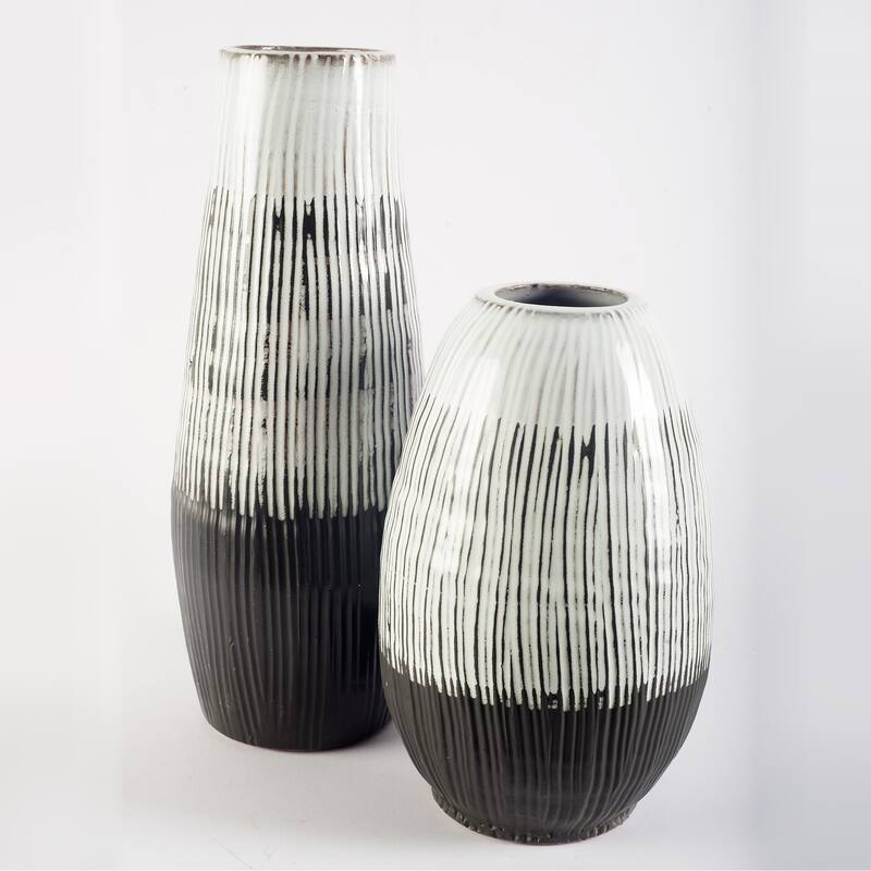 Ceramic Cylinder Vase with Abstract Pattern for Indoor Tables