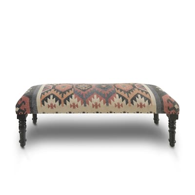 47" Multicolored Southwestern Style Rectangular Bench