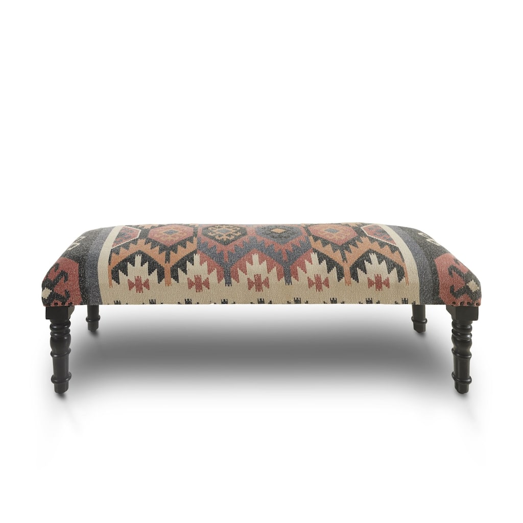 47" Multicolored Southwestern Style Rectangular Bench