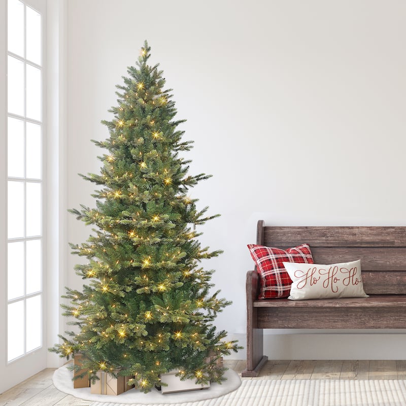 Puleo International 6.5 ft. Pre-lit Slim Royal Majestic Douglas Fir Downswept Artificial Christmas Tree
