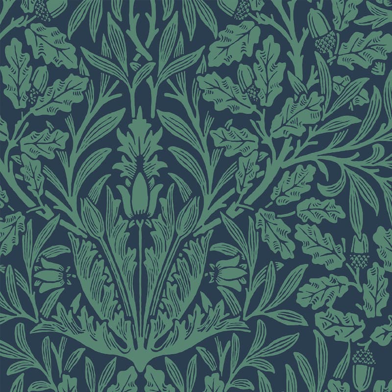 William Morris Acorn Heritage Blue Wallpaper