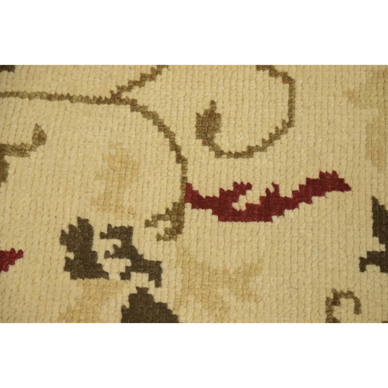 Green Wool Floral Indian Area Rug 7x10 - 9' 11'' X 6' 6''