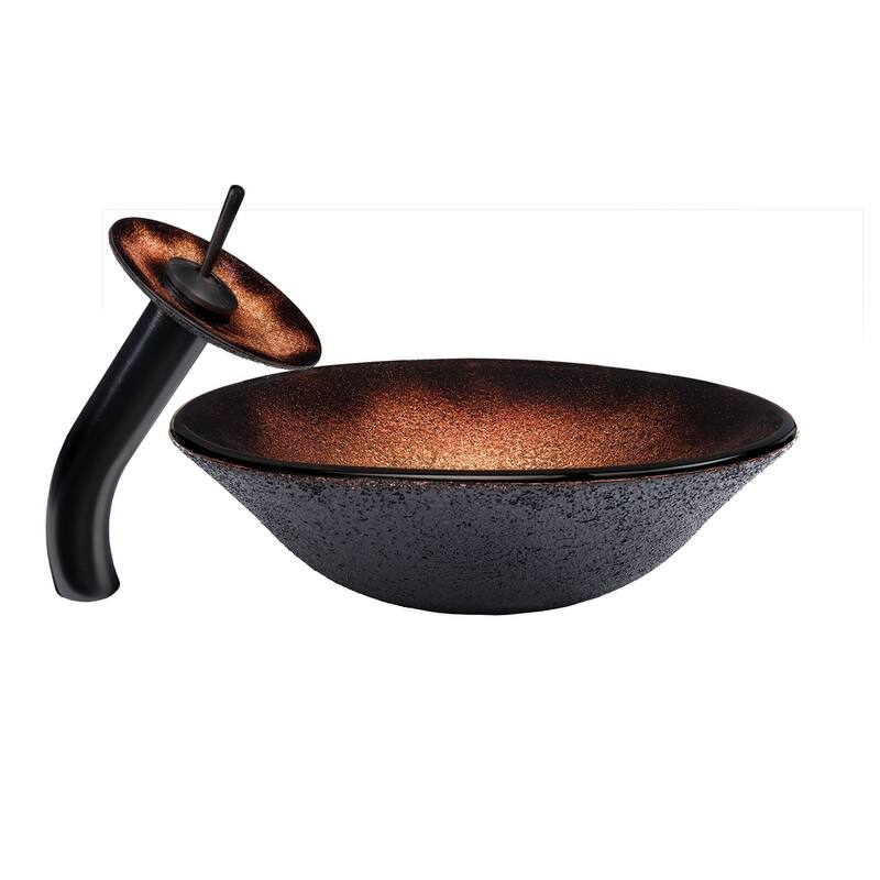 Miseno Hand Painted 17" Glass Vessel Bathroom Sink with Single Hole