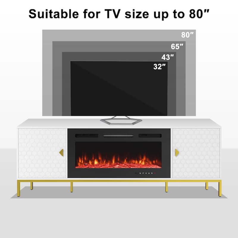 70" Wood Fireplace TV Stand with 36" Electric Fireplace