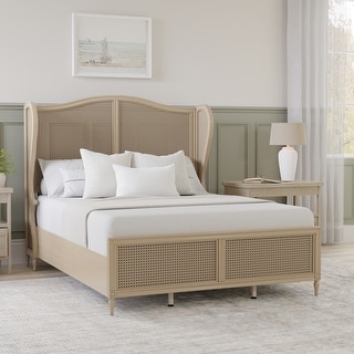 Hillsdale Furniture Sausalito Wingback Wood Cane Panel Bed