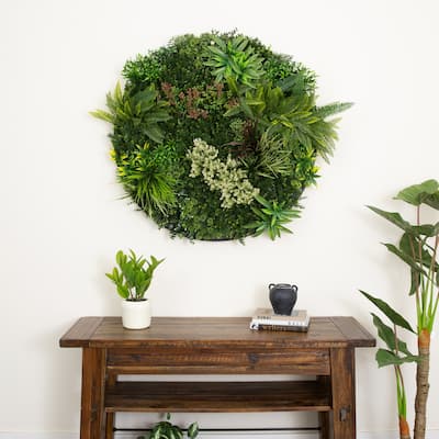 Amazon Rainforest Artificial Living Wall Panel with Black Frame - 38" - Green