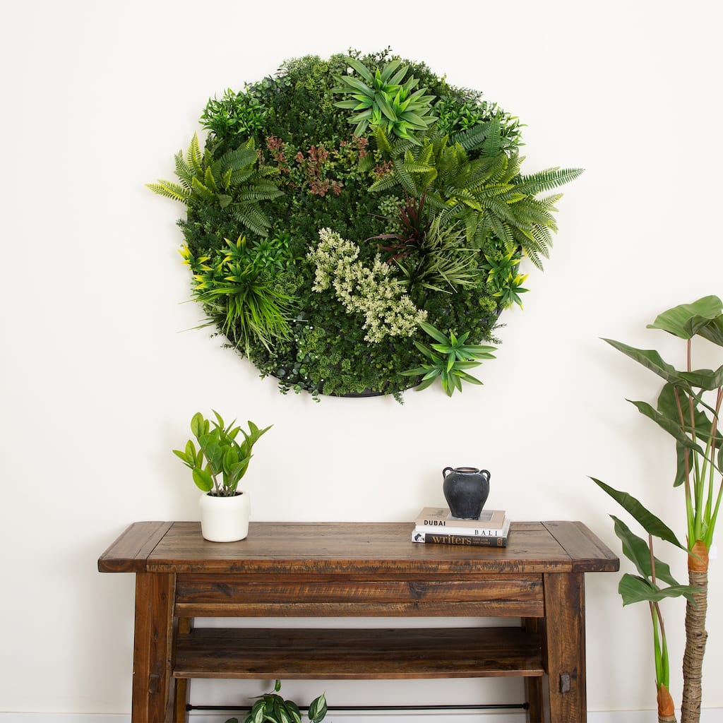 Amazon Rainforest Artificial Living Wall Panel with Black Frame - 38" - Green