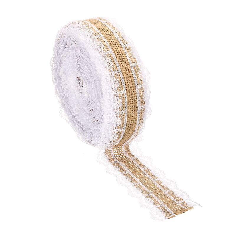 1" Wide Burlap Fabric Ribbon Wired Jute Lace Crafts Rolls Floral