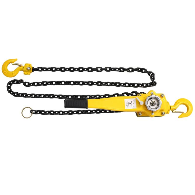 Chain hoist 3/4 Ton Yellow 10 ft. Steel Lever Chain Hoist Log Hook with Heavy Duty Hooks Lift