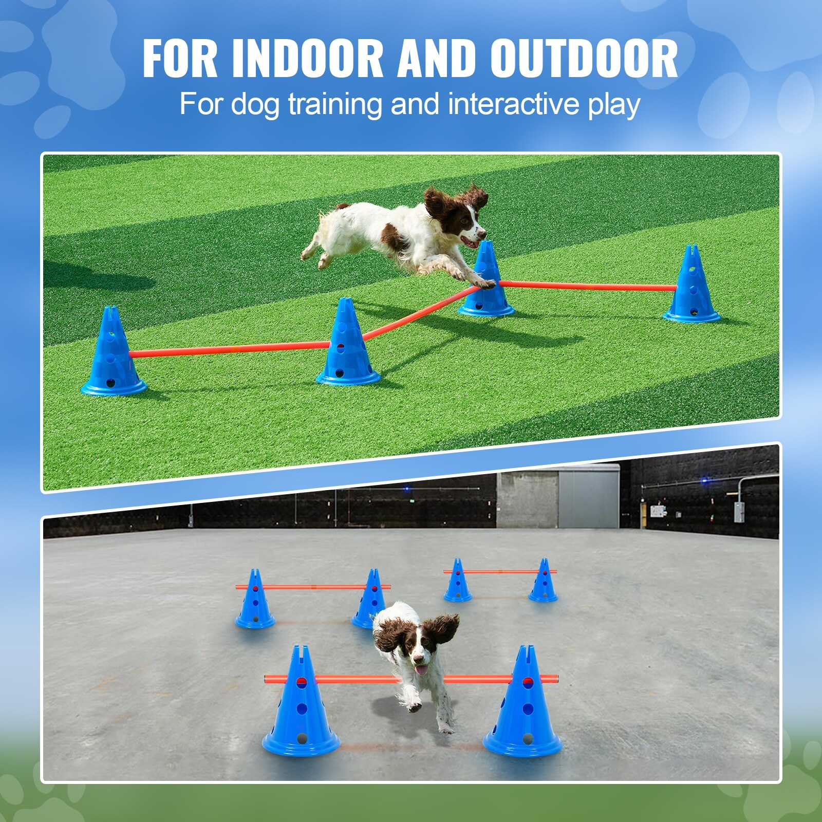 VEVOR Dog Agility Hurdle Cone Set 6 Pcs Kit 12 xCones 6 xAgility Rods with Bag