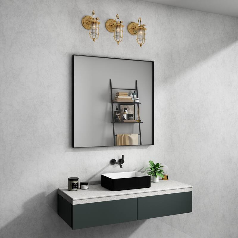 TOOLKISS Right Angle Aluminum Frame Bathroom Vanity Mirror with Clear Glass