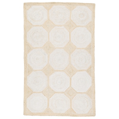 Salazar Natural Geometric Light Beige/ White Area Rug