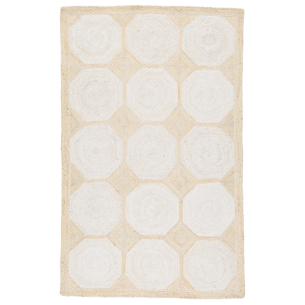 Salazar Natural Geometric Light Beige/ White Area Rug
