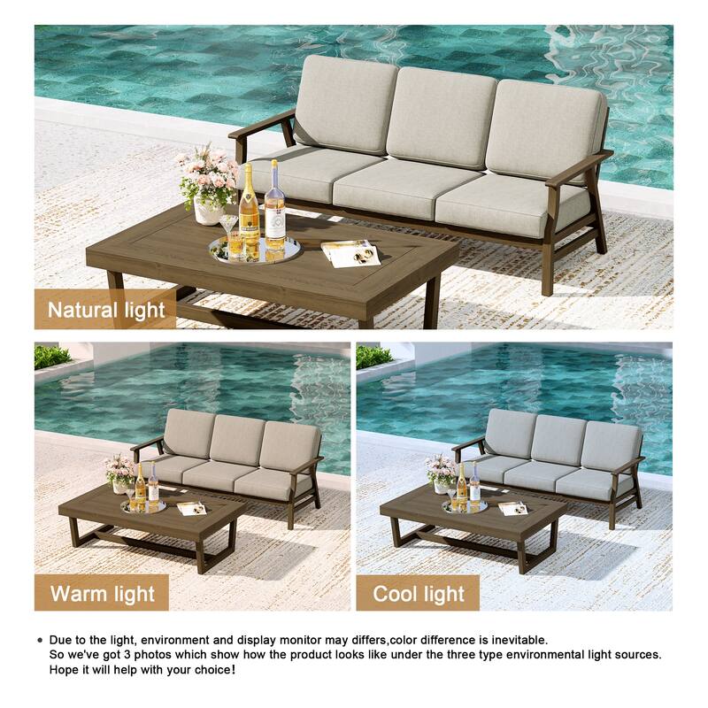 2-Piece Teak Outdoor Sofa Set with Table