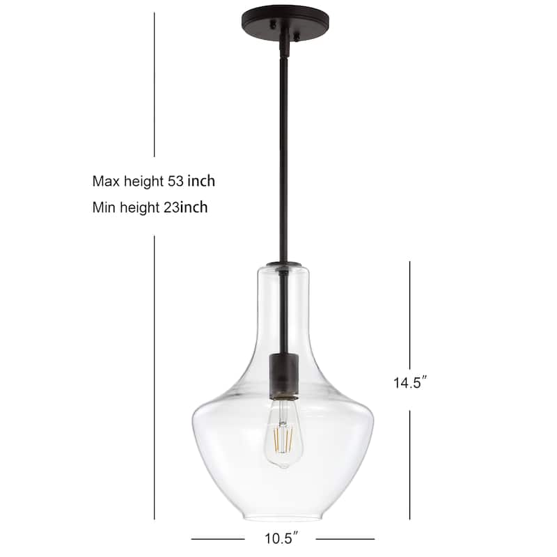 Bettina 1- Light Mid-Century Modern Iron/Glass LED Pendant, by JONATHAN Y
