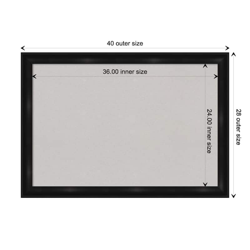 Grand Black Narrow Framed Grey Corkboard Bulletin Board - Board Size 36x24