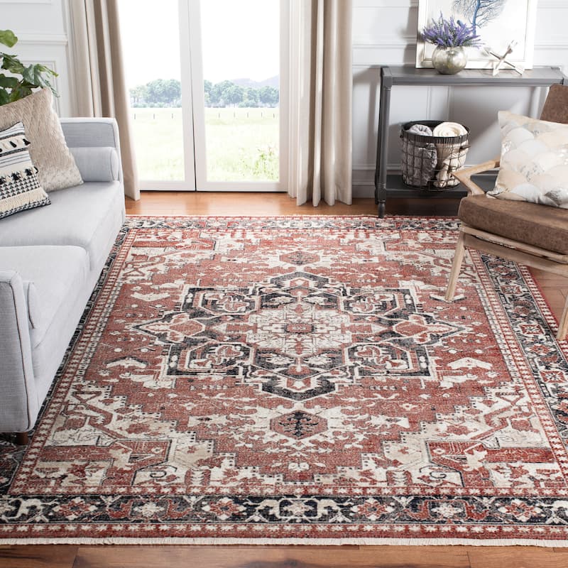 SAFAVIEH Herat Kelli Traditional Distressed Rug - 8' x 10' - Rust/Black