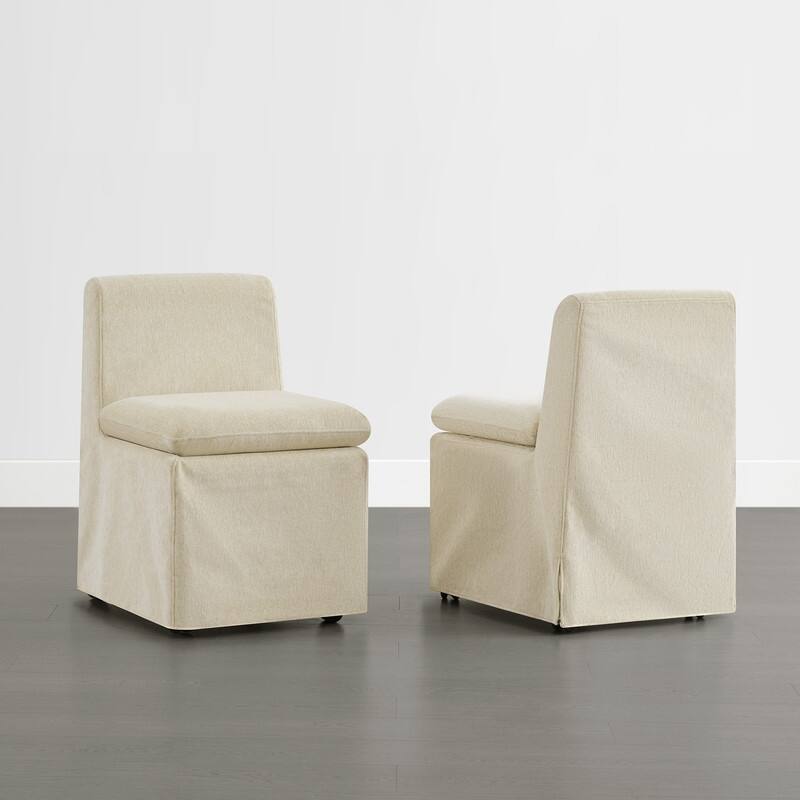 Spruce & Spring Modern Upholstered Dining Chair with Casters, Removable Washable Slipcover