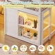 preview thumbnail 9 of 18, Gymax Twin Size Loft Bed w/ LED Lights 2 Doors Underbed Space &