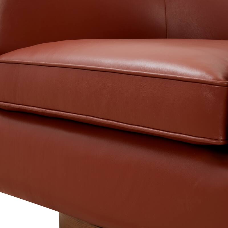 Tito Top Grain Leather Wood Base Swivel Chair by Greyson Living