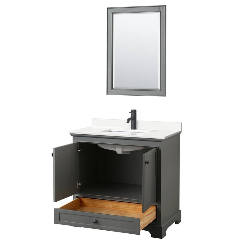 Deborah 36-inch Single Vanity, Quartz Top, 24-inch Mirror