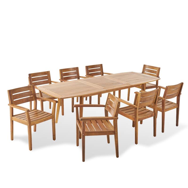 Stamford Acacia Wood Outdoor 9-piece Expandable Dining Set by Christopher Knight Home