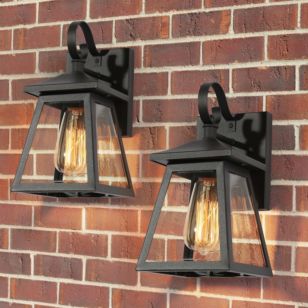 Kania Modern Black Outdoor Wall Sconce Dimmable Exterior Wall Lantern Lighting for Garage Porch Front Door