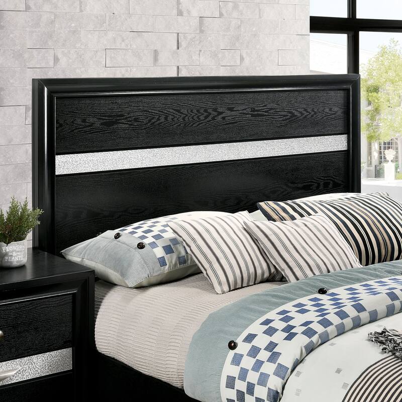 Manzini Contemporary Black Solid Wood Storage 3-Piece Platform Bedroom Set by Furniture of America