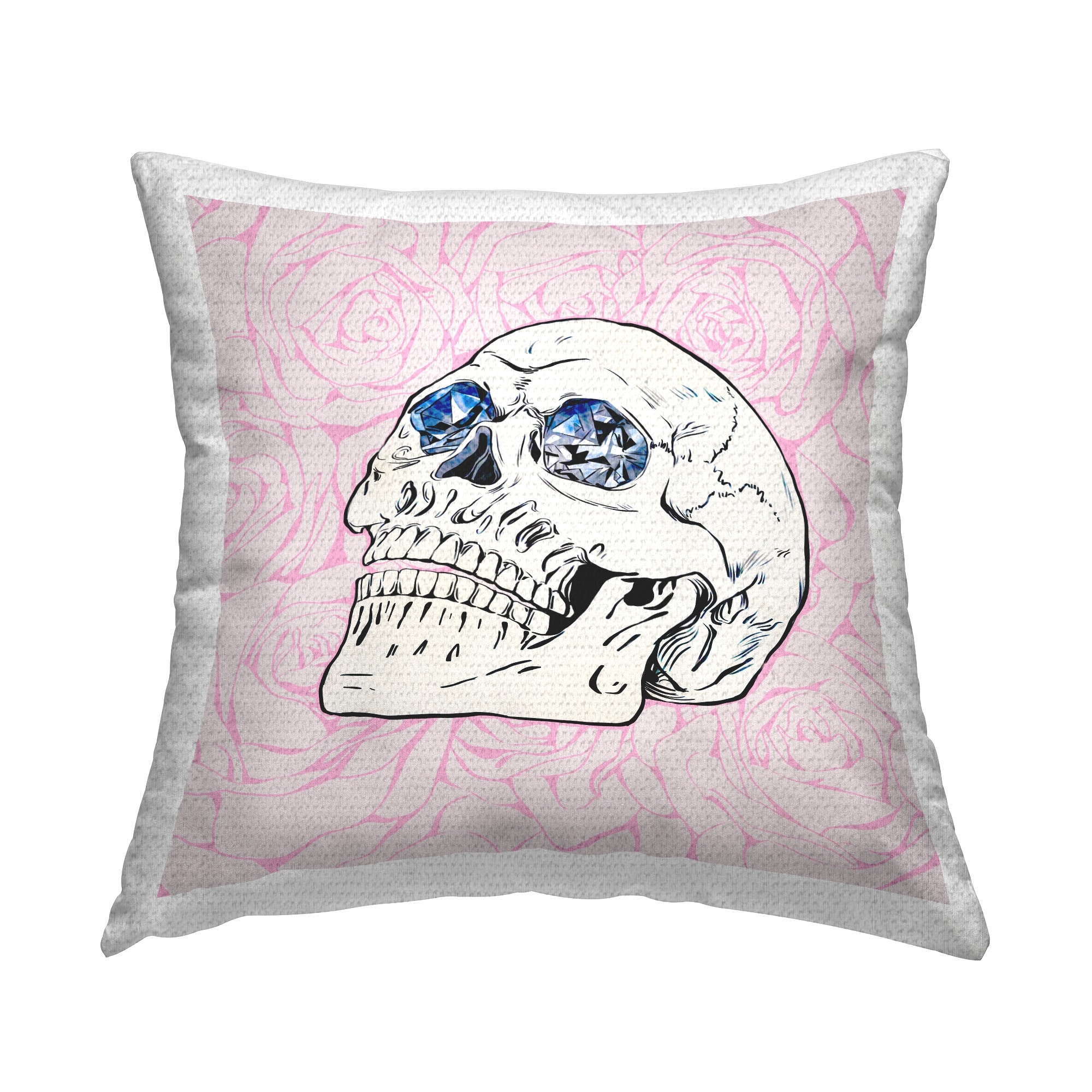 Stupell Diamond Eyes Pink Skull Printed Outdoor Throw Pillow Design by Ziwei Li