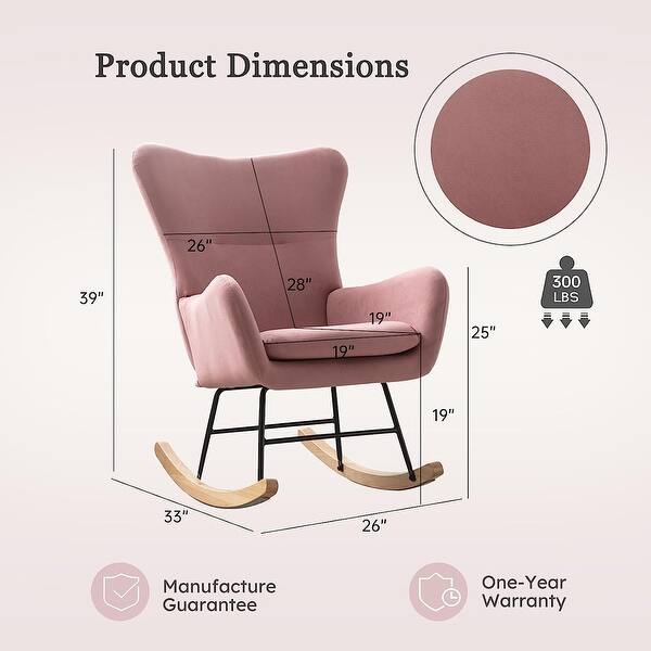 Accent Rocking Chair Small Home Velvet Rocking Accent Nursery Chair Small Upholstered Glider ...