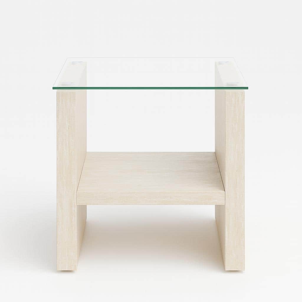 Meridian End Table with glass top marble base modern living rooms