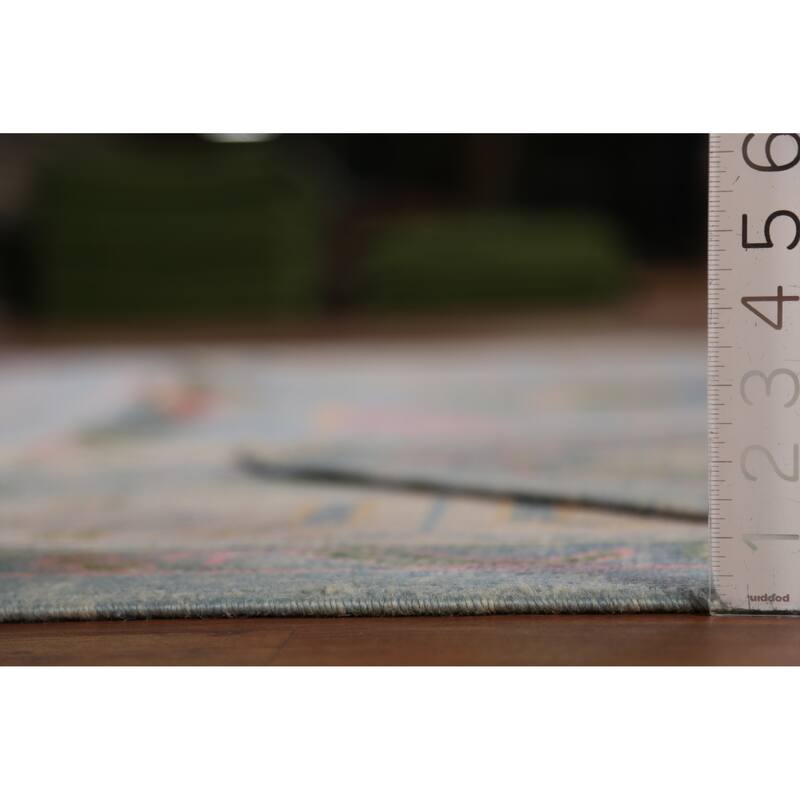 Hand Knotted Oriental 100% Wool Carpet Transitional All-Over Navy Blue & Blues Oushak Area Rug - 17' 10'' X 7' 2''