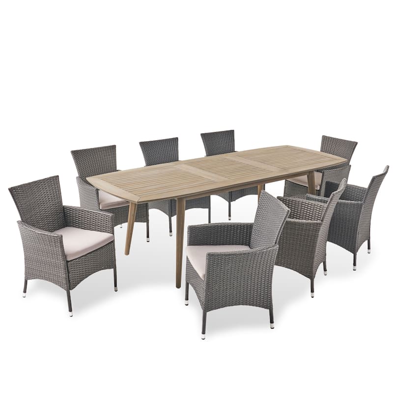 Algoma Wood and Wicker Outdoor 9-piece Dining Set by Christopher Knight Home