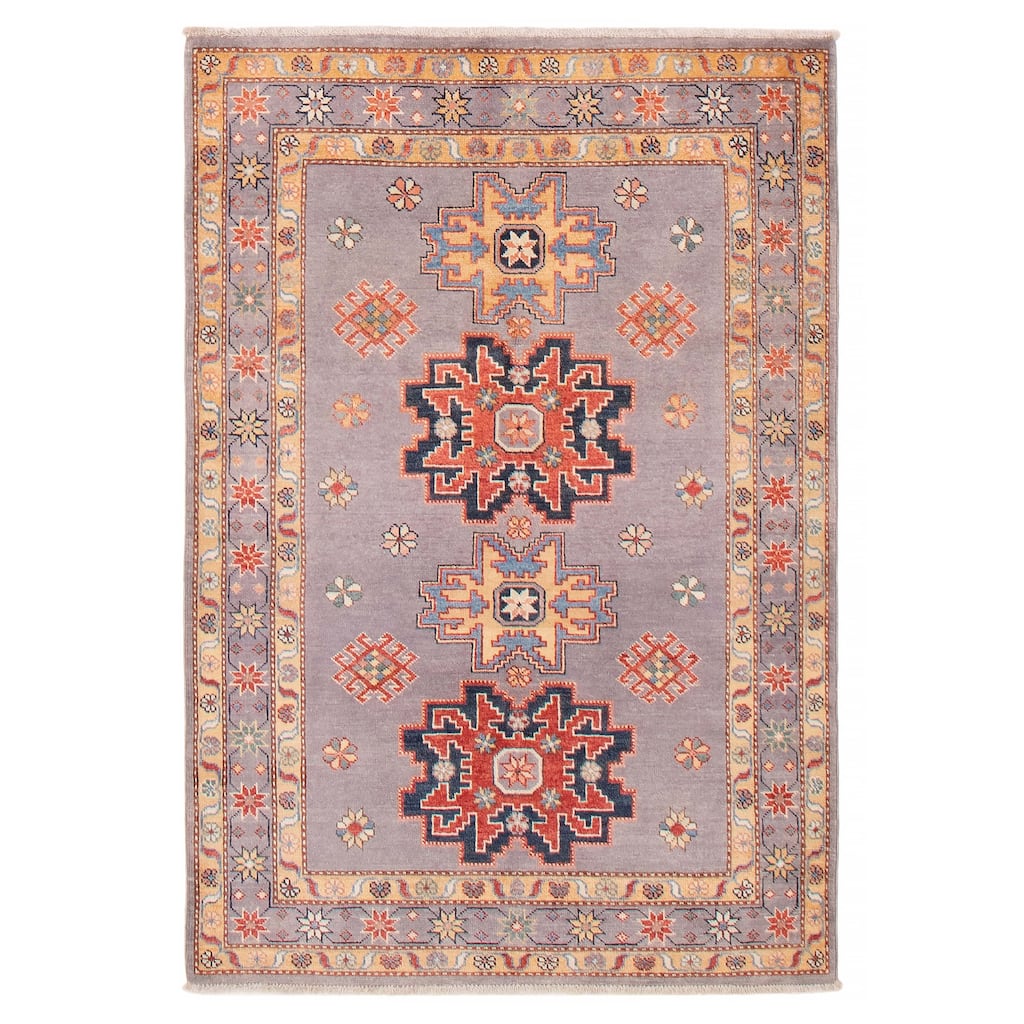 ECARPETGALLERY Hand-knotted Uzbek Ghazni Grey Wool Rug - 4'0 x 5'10
