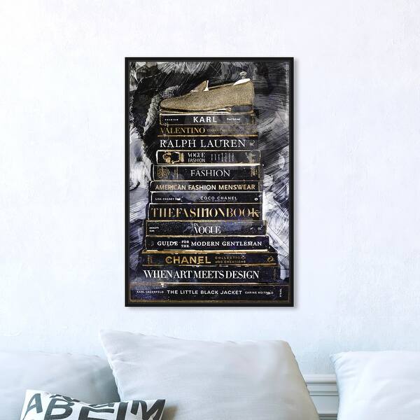 oliver gal 'stacked men style' fashion and glam wall art framed canvas print books black, gold overstock 31794604 oliver gal 'stacked men