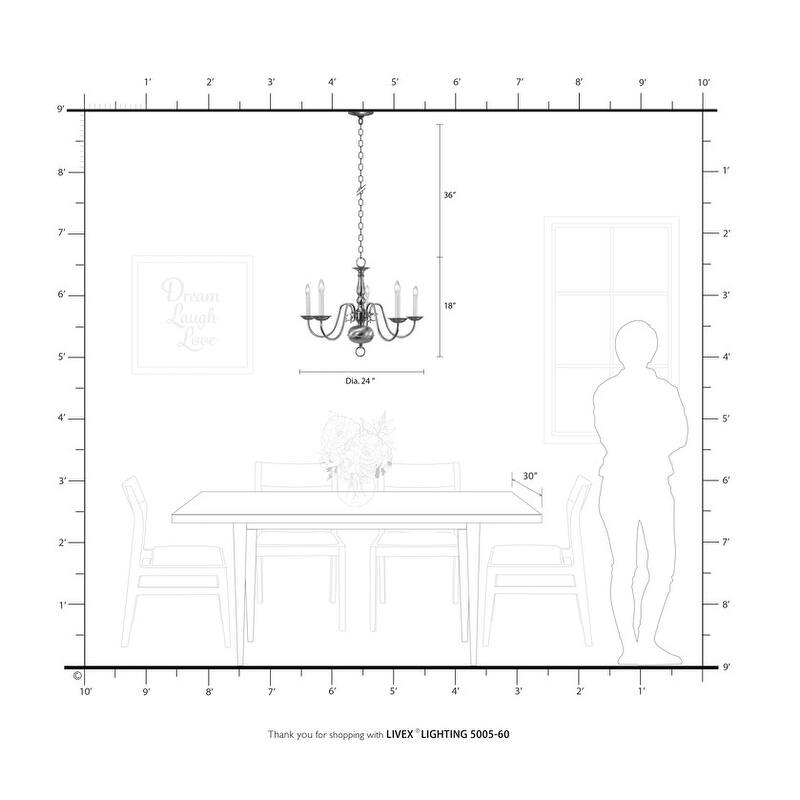 Livex Lighting 5-light Antique White Indoor Chandelier, 5005-60 - 24" DIA X 18" H